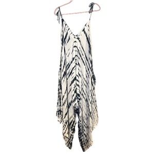 SACRED THREADS hippy tie dye ROMPER JUMPSUIT OVERALLS JUMPER Blue White Wide leg
